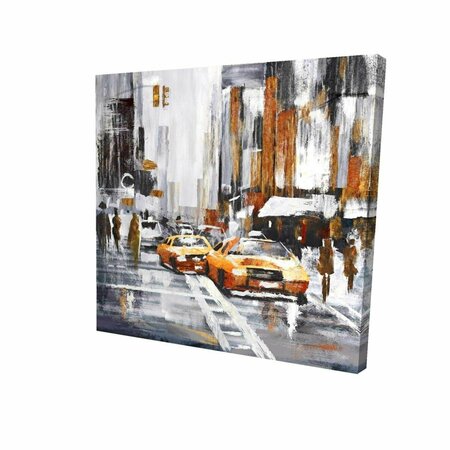 FONDO 16 x 16 in. Abstract Citystreet with Yellow Taxis-Print on Canvas FO2785684